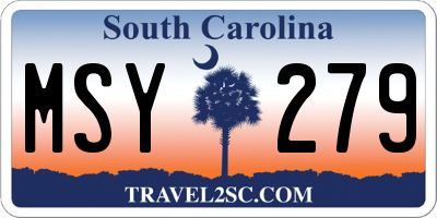 SC license plate MSY279