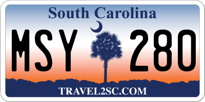 SC license plate MSY280