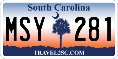 SC license plate MSY281