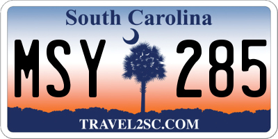 SC license plate MSY285