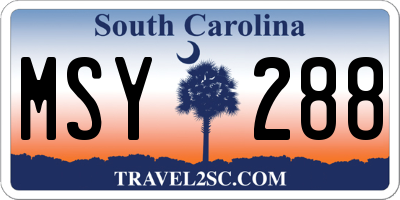 SC license plate MSY288