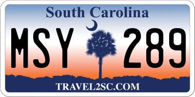 SC license plate MSY289