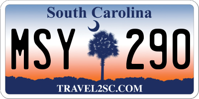 SC license plate MSY290