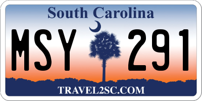SC license plate MSY291