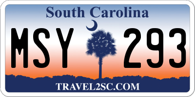 SC license plate MSY293