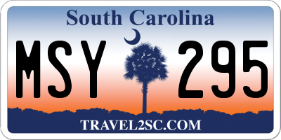 SC license plate MSY295