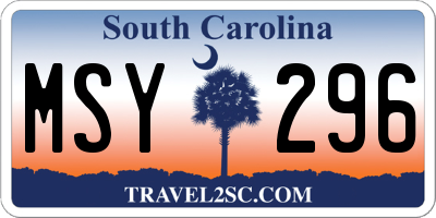 SC license plate MSY296