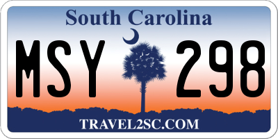 SC license plate MSY298