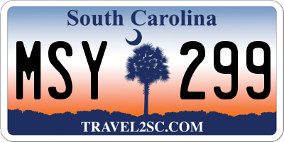 SC license plate MSY299