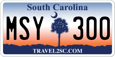 SC license plate MSY300
