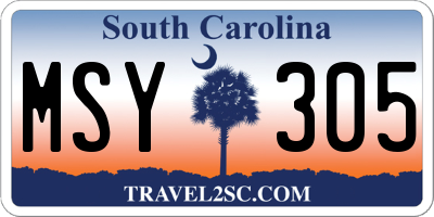 SC license plate MSY305