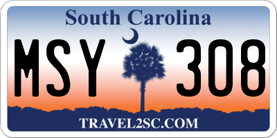 SC license plate MSY308
