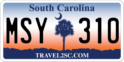 SC license plate MSY310
