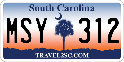 SC license plate MSY312