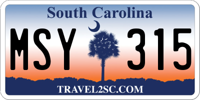 SC license plate MSY315