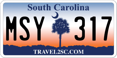 SC license plate MSY317