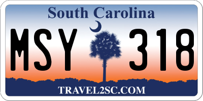 SC license plate MSY318