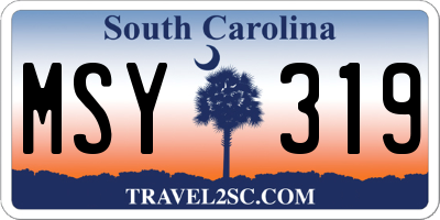 SC license plate MSY319
