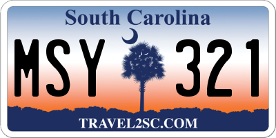 SC license plate MSY321