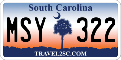 SC license plate MSY322