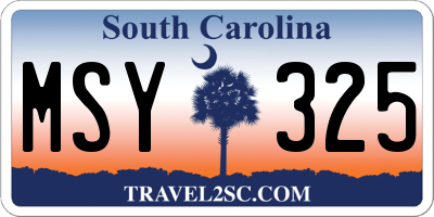 SC license plate MSY325