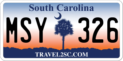 SC license plate MSY326