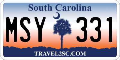 SC license plate MSY331