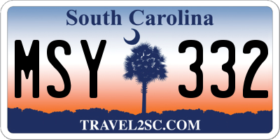SC license plate MSY332