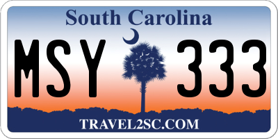 SC license plate MSY333