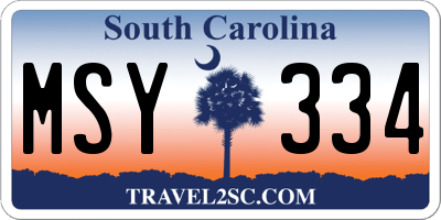 SC license plate MSY334