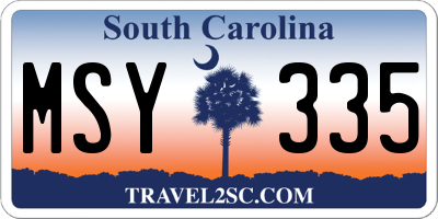 SC license plate MSY335
