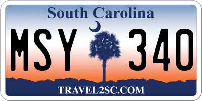 SC license plate MSY340