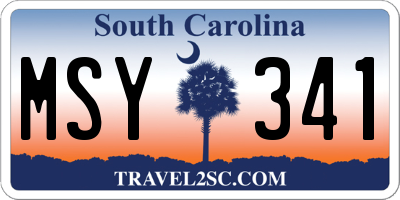 SC license plate MSY341