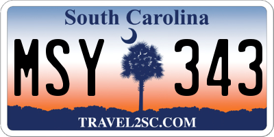 SC license plate MSY343