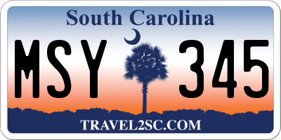 SC license plate MSY345