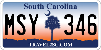SC license plate MSY346