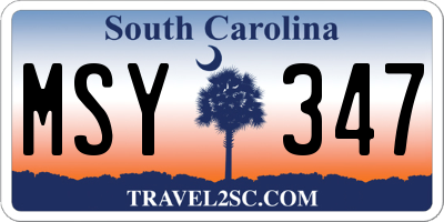 SC license plate MSY347