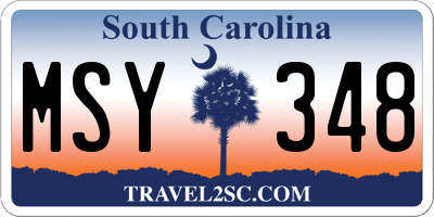 SC license plate MSY348