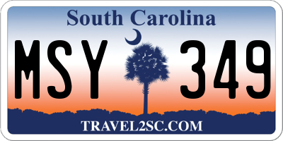 SC license plate MSY349