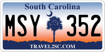 SC license plate MSY352
