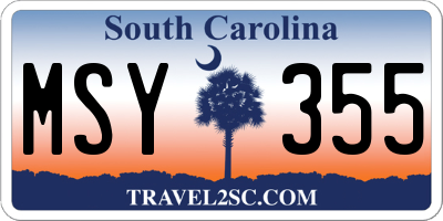 SC license plate MSY355