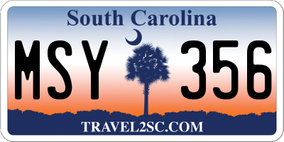 SC license plate MSY356