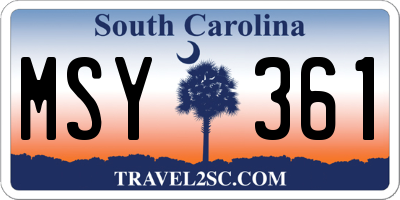 SC license plate MSY361