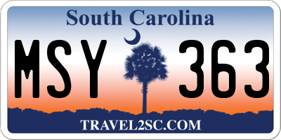 SC license plate MSY363