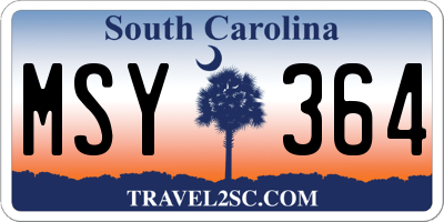 SC license plate MSY364