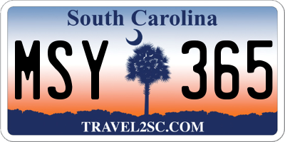 SC license plate MSY365