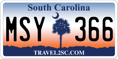 SC license plate MSY366