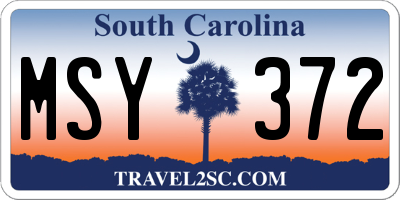 SC license plate MSY372