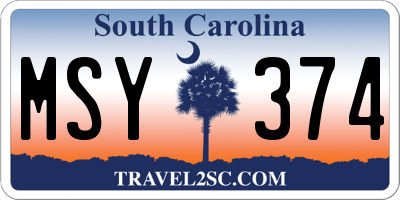 SC license plate MSY374