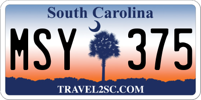SC license plate MSY375